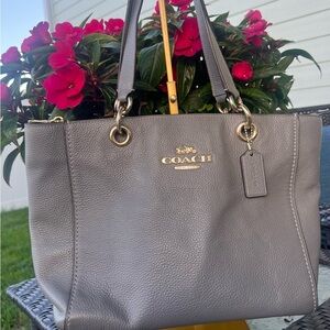 Coach Pebble Leather Tote in Heather Gray